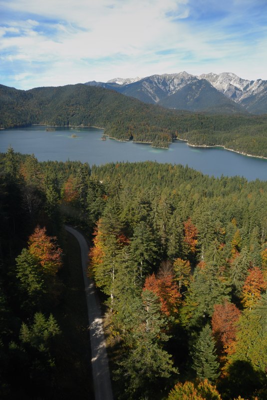 楚格峰山區 Zugspitze<br>撘著纜車下山，感覺來早了，這區的楓葉才剛開始要紅。<br/>