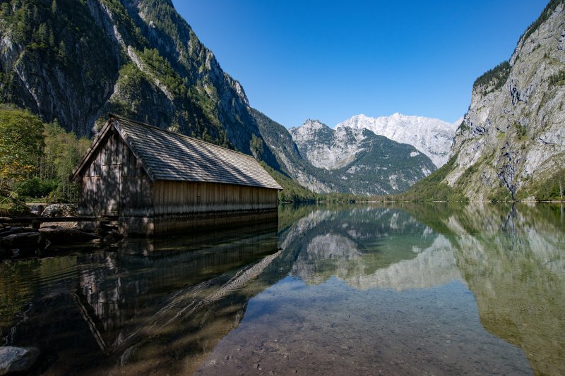 國王湖<br>Obersee湖邊小木屋，一直是拍照的熱門景點。